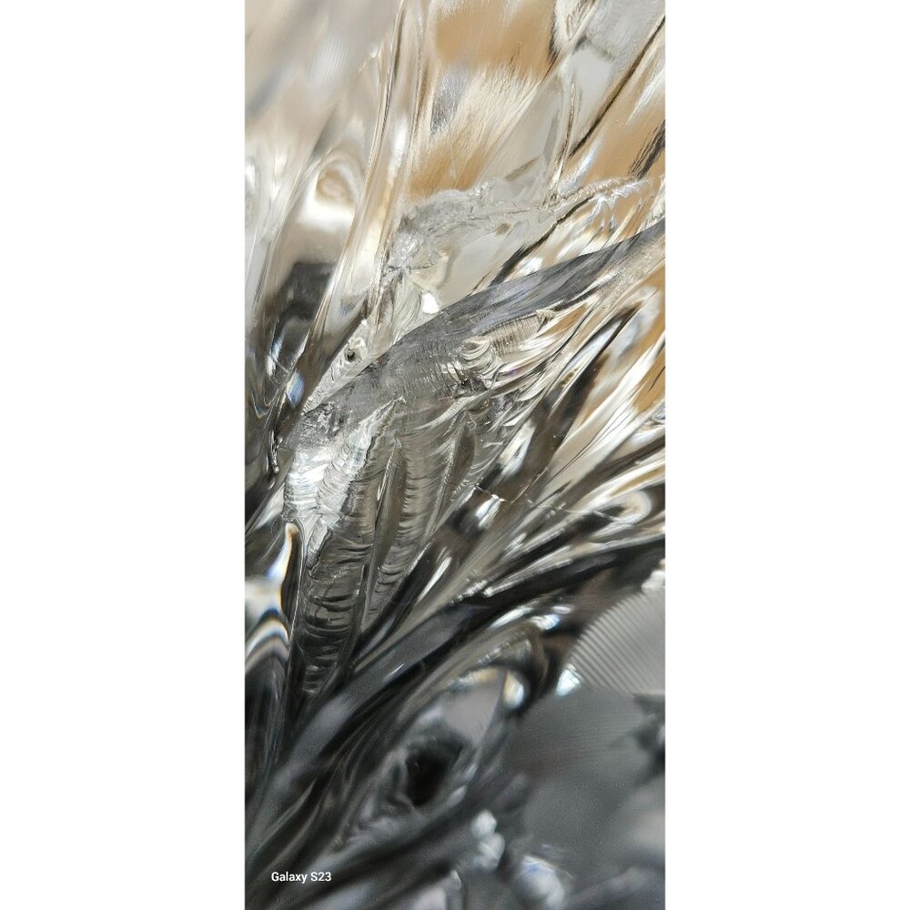 Vintage Vase Crystal Cut Glass Etched Flower & Starburst Rectangular 10 Inches - Picture 9 of 15
